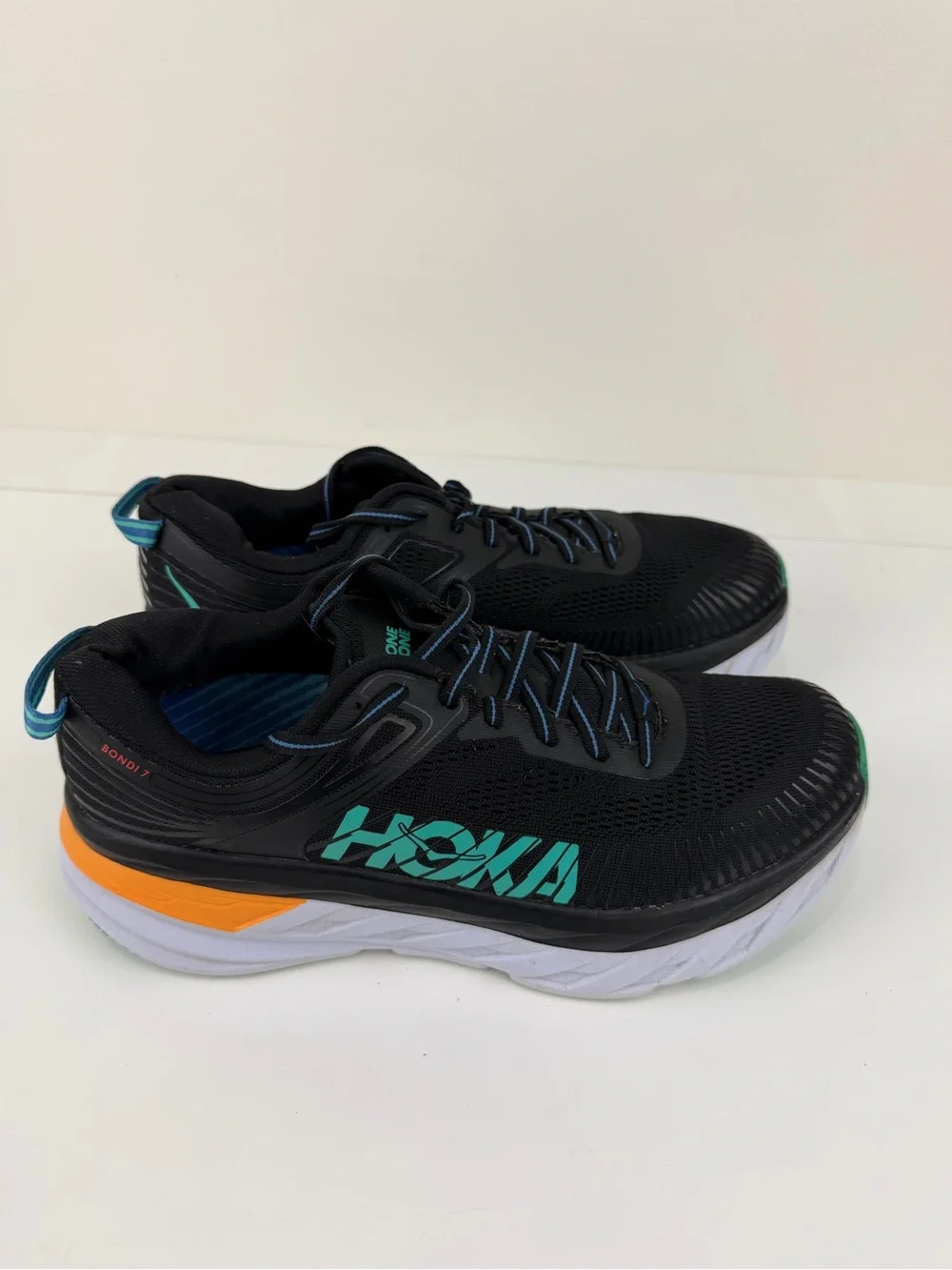 HOKA One One Bondi 7 Running Shoes Black Orange US Size 9.5